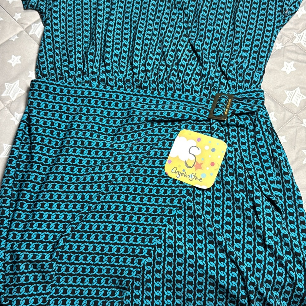 Michael Kors Blue and Black Midi Dress